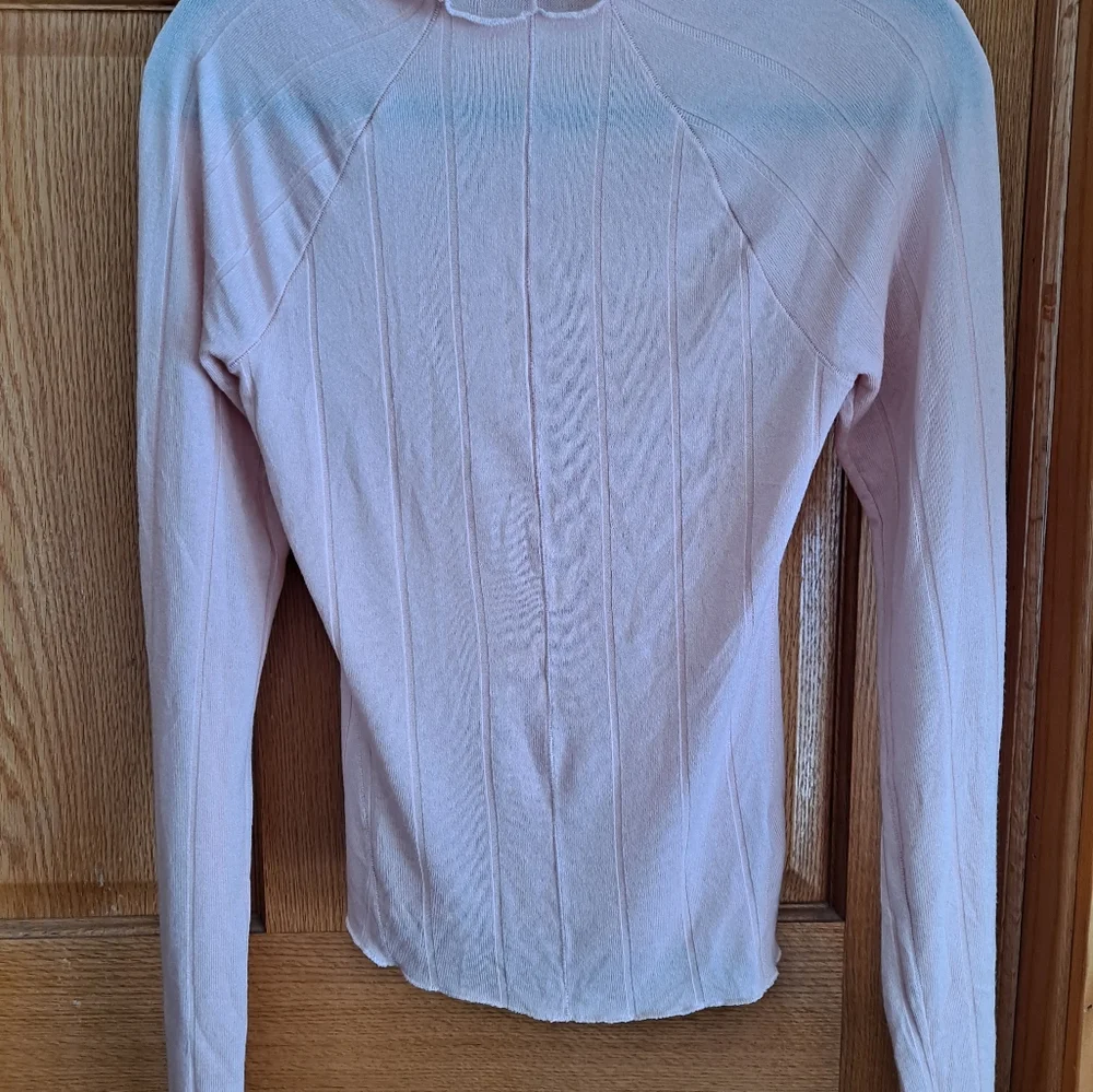 Free People Eyes Wide Open Light Pink Ribbed Long Sleeve Knit Top